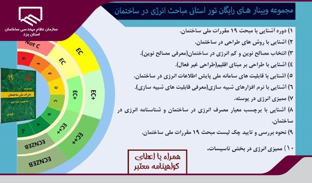 برگزاری دوره آموزشی رایگان الزامات مبحث ۱۹ مقررات ملی ساختمان و مباحث انرژی در ساختمان 